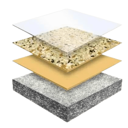 concrete floor coating decorative chip flake layers