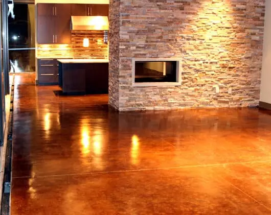 orange stained concrete floor