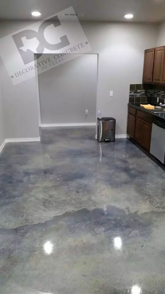 blue and grey concrete flooring office