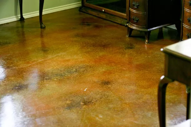 stained concrete flooring installation by Decorative Concrete of Texas