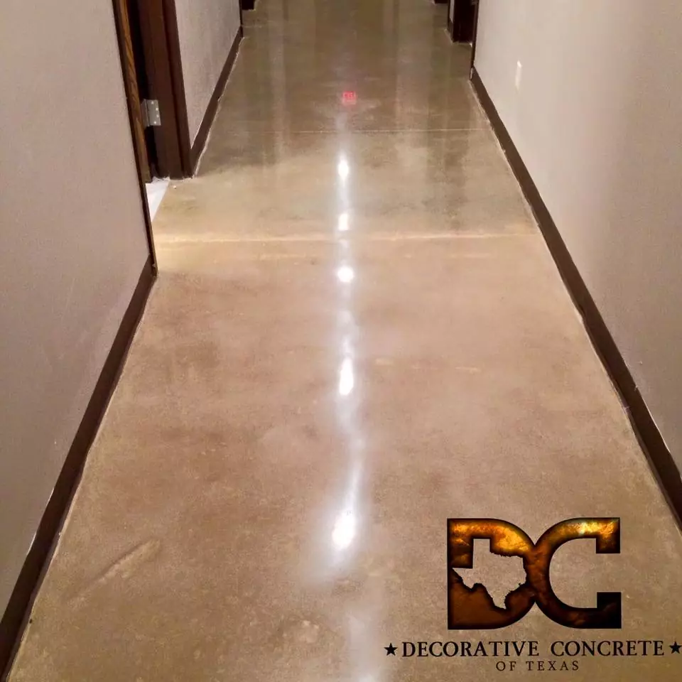 office light tan stained concrete