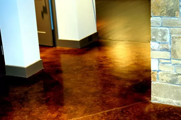 dark red stained concrete floors