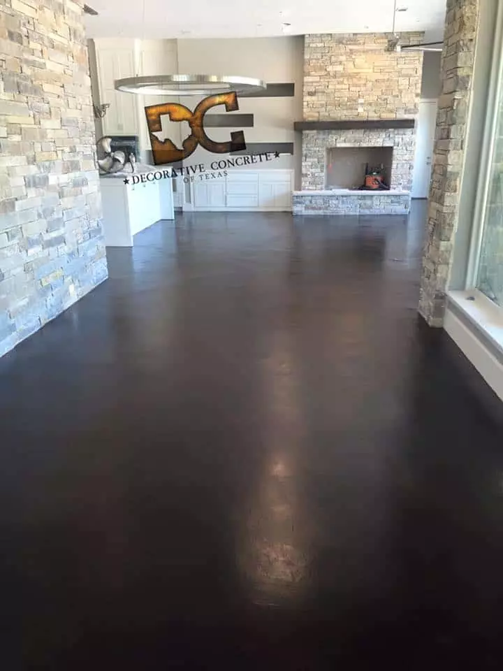 interior residential dark stained concrete