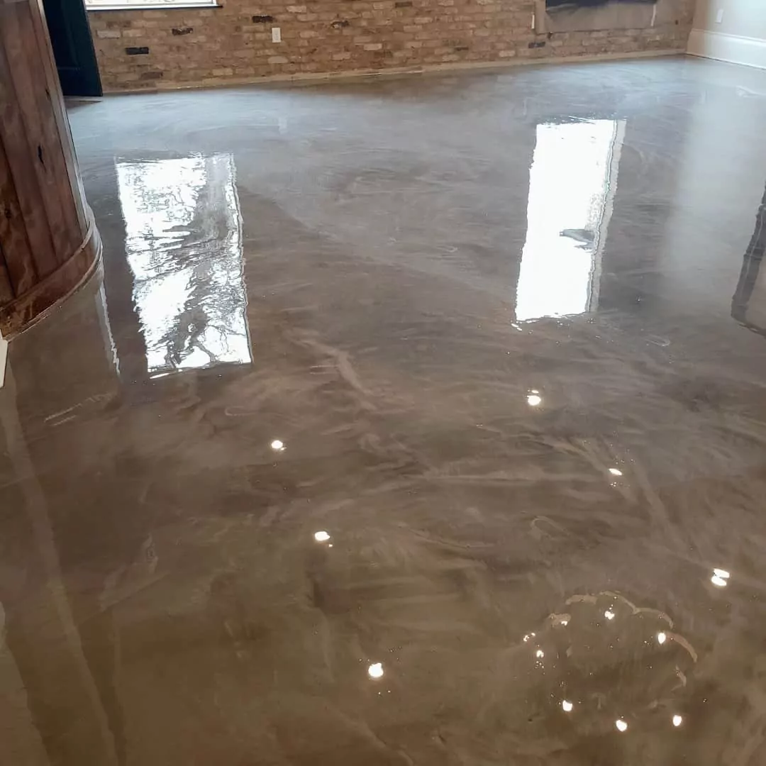 grey metallic epoxy interior floors