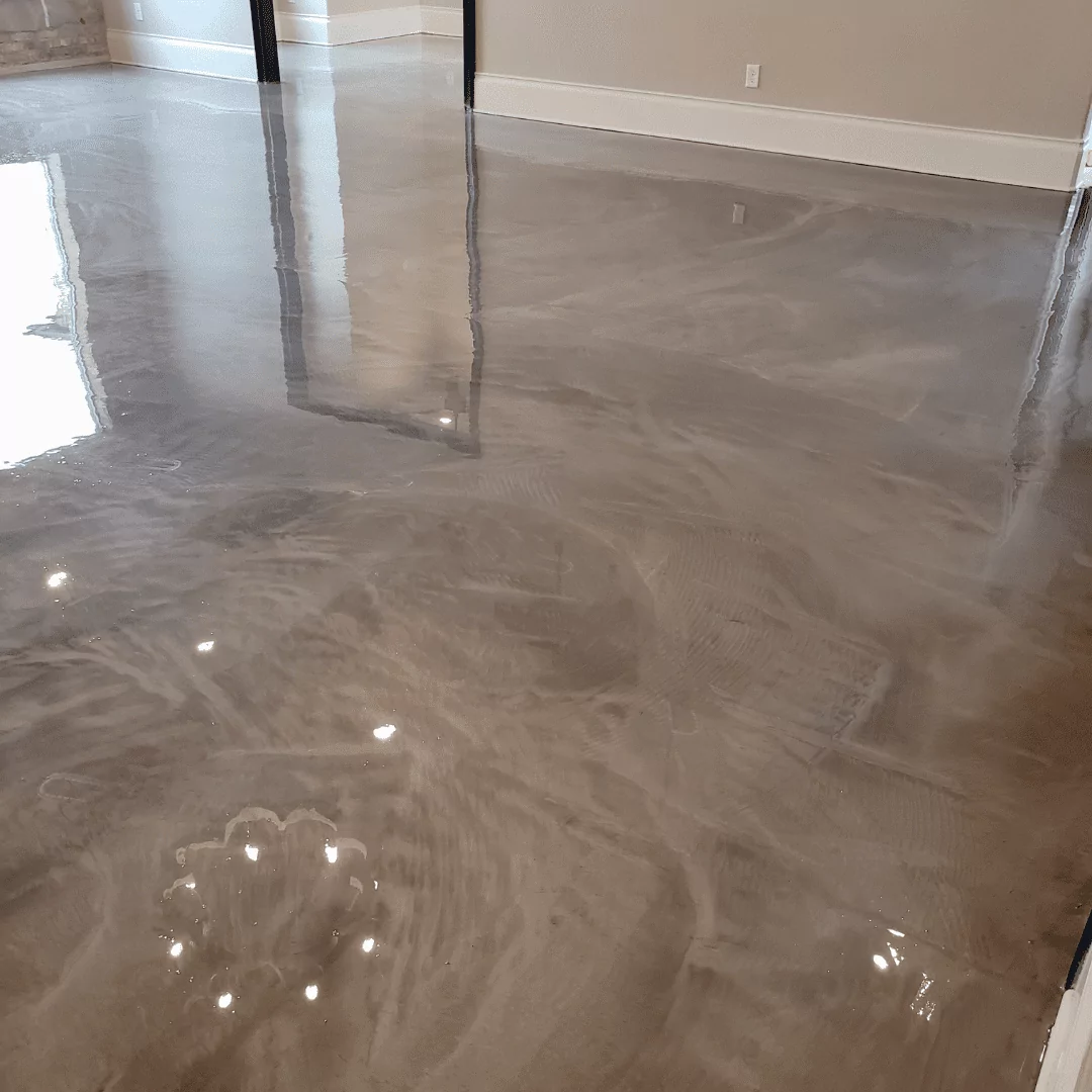 grey metallic epoxy interior floors