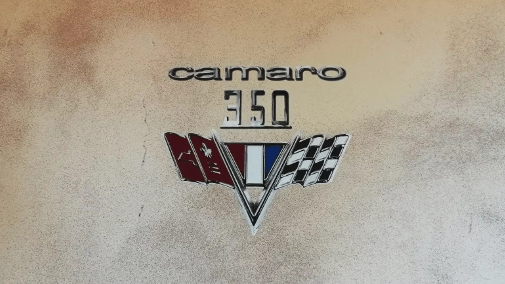 garage floors camaro 350 logo into floor