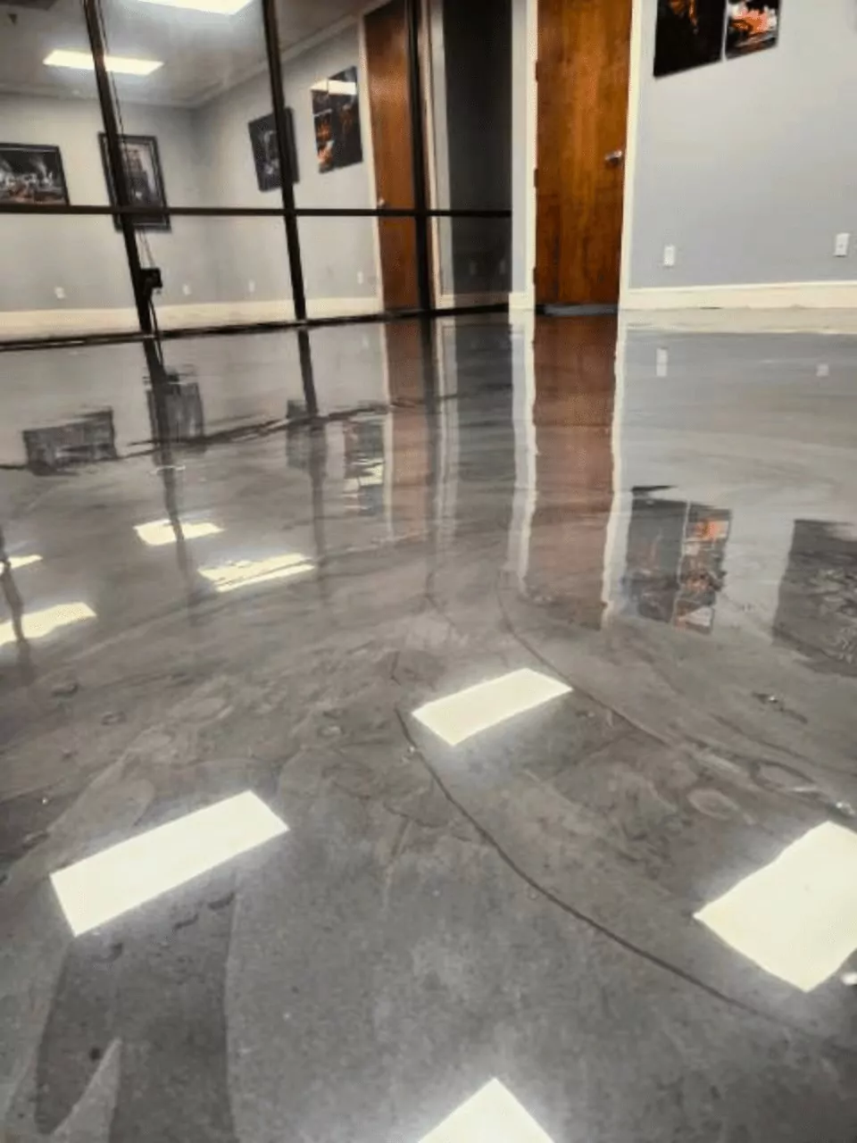 commercial grey metallic epoxy floor
