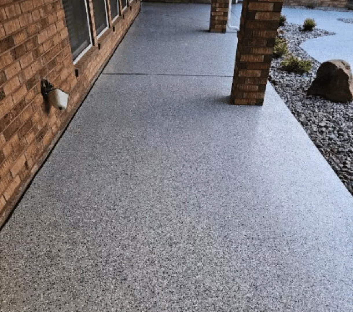 stair and walkway flake coating by decorative concrete of texas