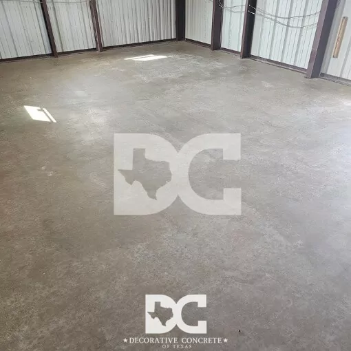 Before Garage Shop Epoxy Flake Polyaspartic Floor Coating Installed buy DC OF TEXAS