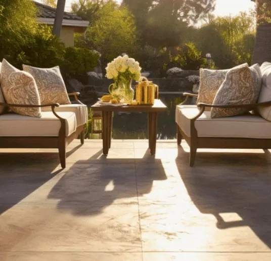 stained concrete outdoor back porch patio by Decorative Concrete of Texas