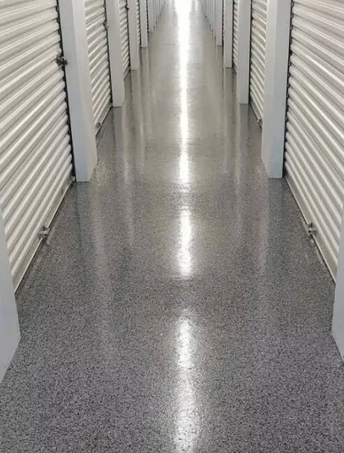 storage facility concrete floor coating by Decorative Concrete of Texas